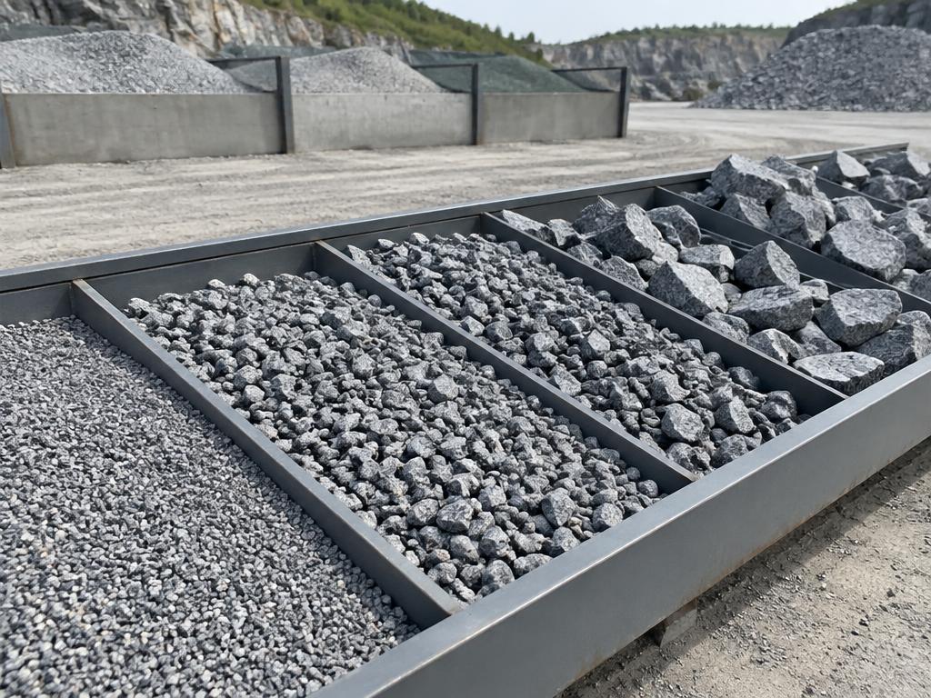 Multiple calibrated granite aggregate gradations prepared for custom DOT specifications