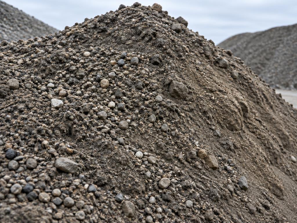 Screened structural fill containing soil, sand, small stone, and compactable fines